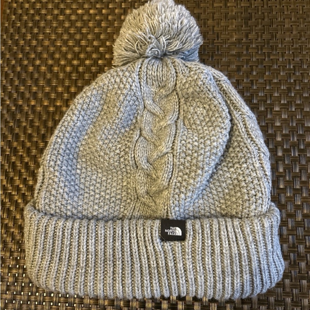 The North Face Light Gray Cable Knit Beanie
